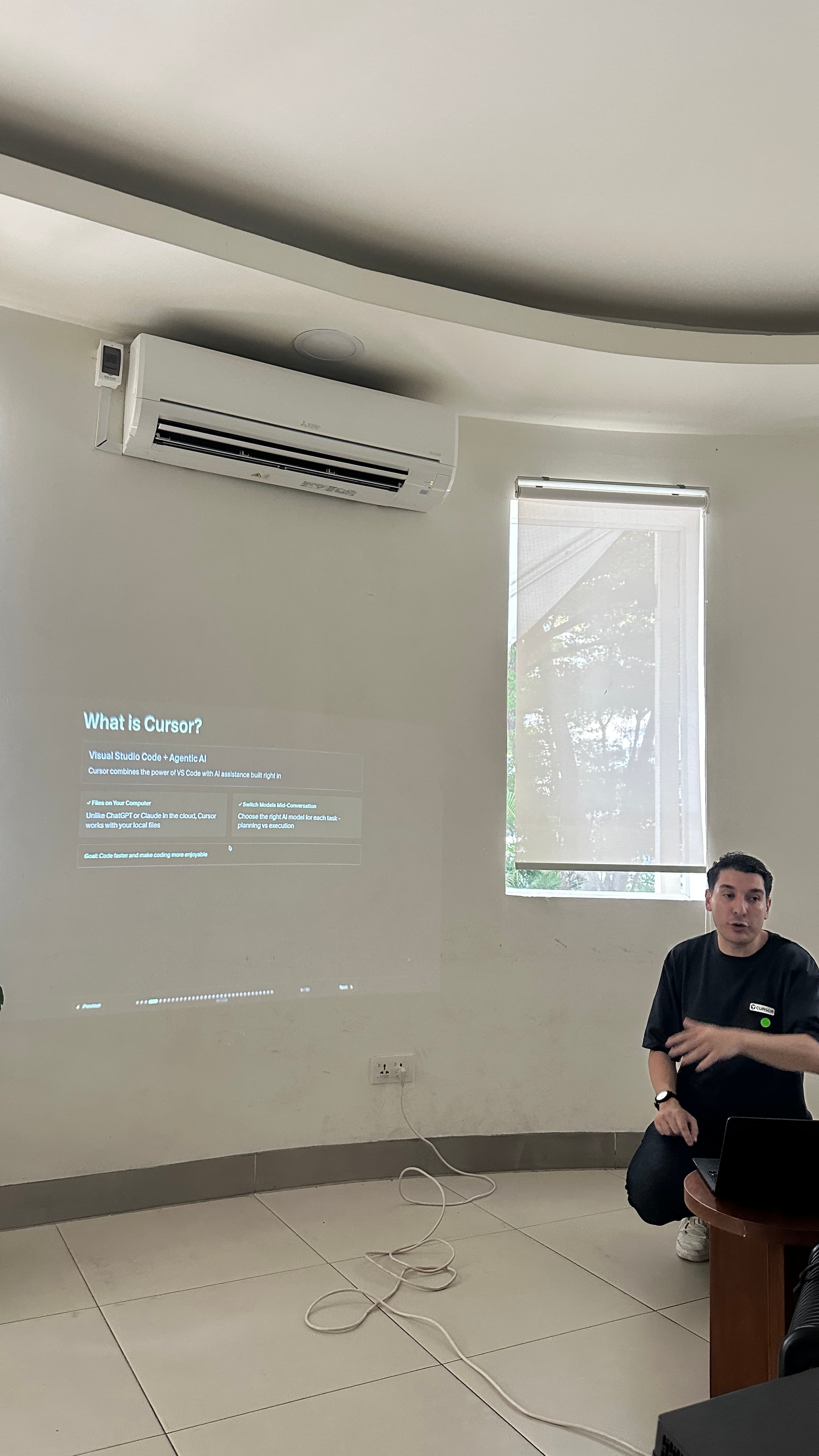 Luis Fernando Romero Calero teaching an AI workshop in Phnom Penh
